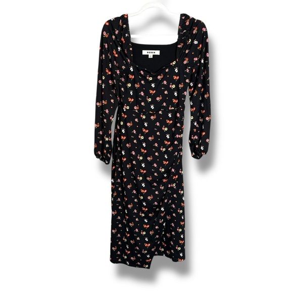 Boden Square Neck Floral Midi Dress Size 4 - Picture 1 of 9